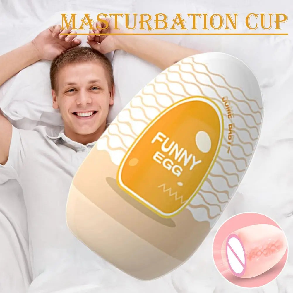 Egg Portable Stimulator Penis Massager Soft Rubber Adult Sex Toys for Men Realistic Vagina Pocket Pussy Mini Cups Masturbator