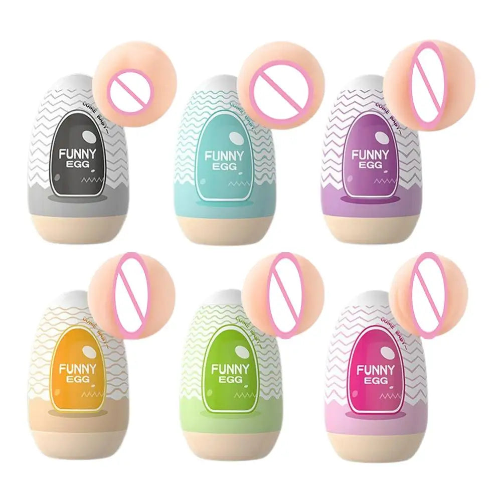 Egg Portable Stimulator Penis Massager Soft Rubber Adult Sex Toys for Men Realistic Vagina Pocket Pussy Mini Cups Masturbator