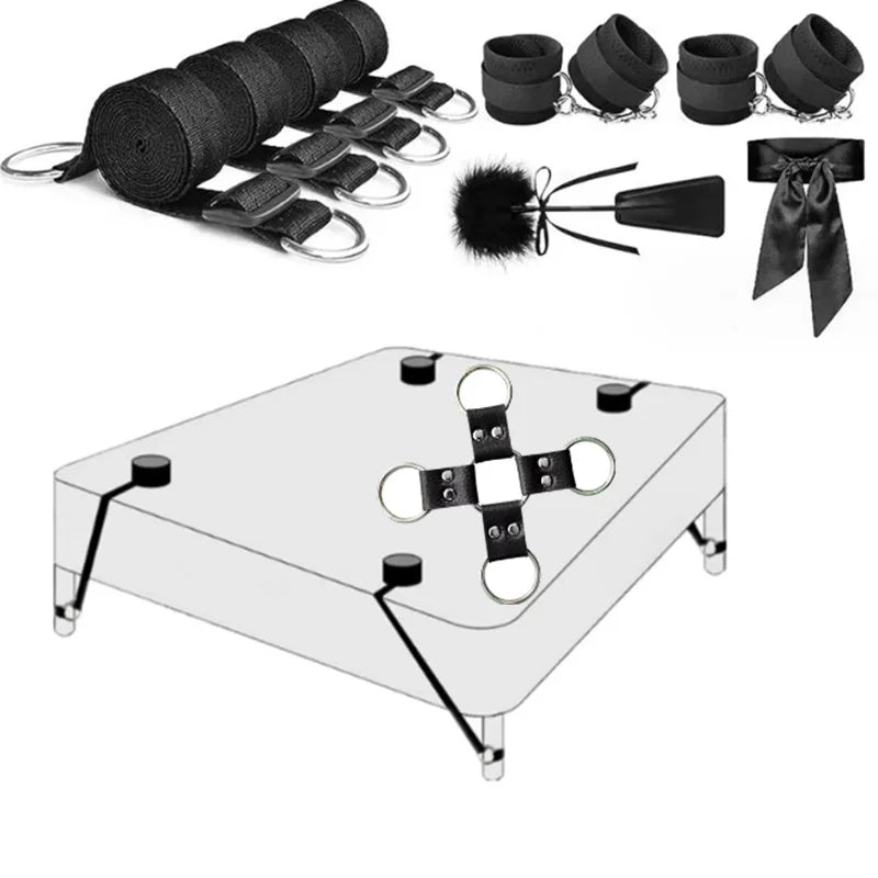 Adult BDSM Bondage Set Flirting Toys for Couple Fun - Soft Strap Hands And Feet Restraints Sex Game Accessories