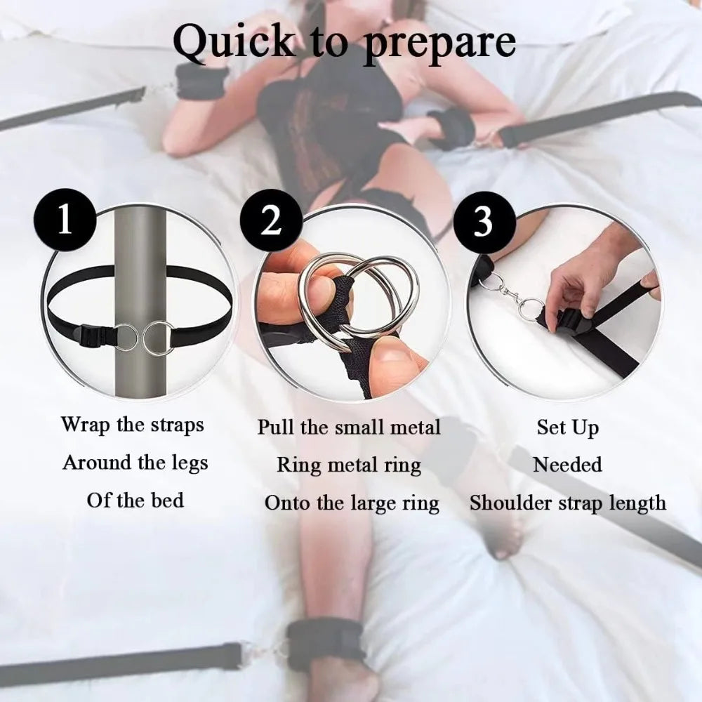 Adult BDSM Bondage Set Flirting Toys for Couple Fun - Soft Strap Hands And Feet Restraints Sex Game Accessories