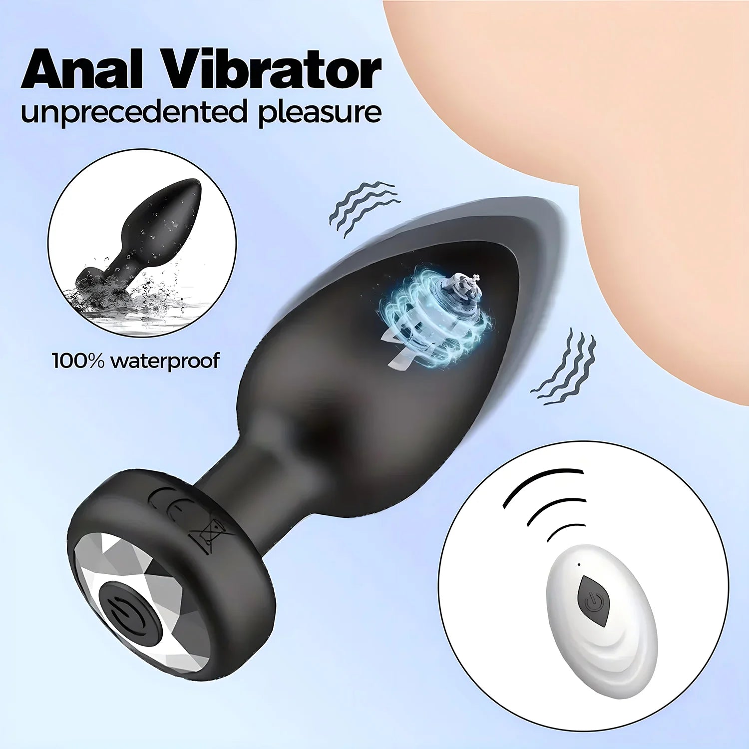 Anal Plug Vibrator for Men/Female Wireless Remote Control Butt Plug Portable Massager Dildo Vibration Sex Toys for Adult Toys