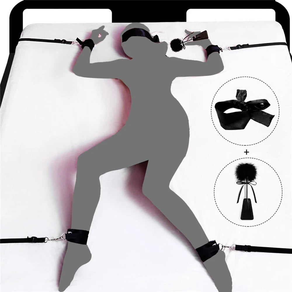 Adult Toys SM Sex Restraint Handcuffs Slave Tools Sexy Wrist To Ankle Cuffs Open Leg Hand Toys Bondage For Couples Sex Games Toy